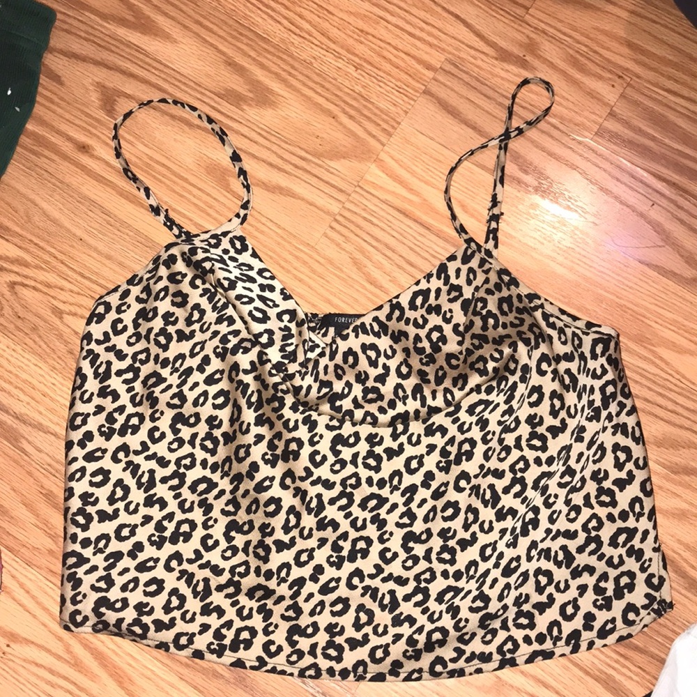 Silk cheetah print tank top